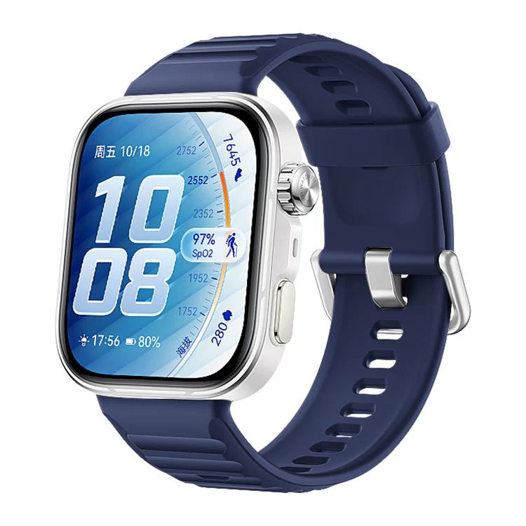 For Huawei Watch Fit 5 / Fit 5 Pro xDfind Sport Silicone Watch Band, Type:Silver Buckle(Dark Blue)