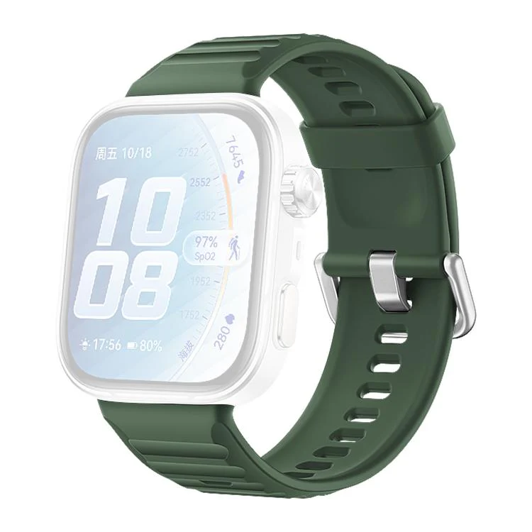 For Huawei Watch Fit 5 / Fit 5 Pro xDfind Sport Silicone Watch Band, Type:Silver Buckle(Dark Green) - Image 2