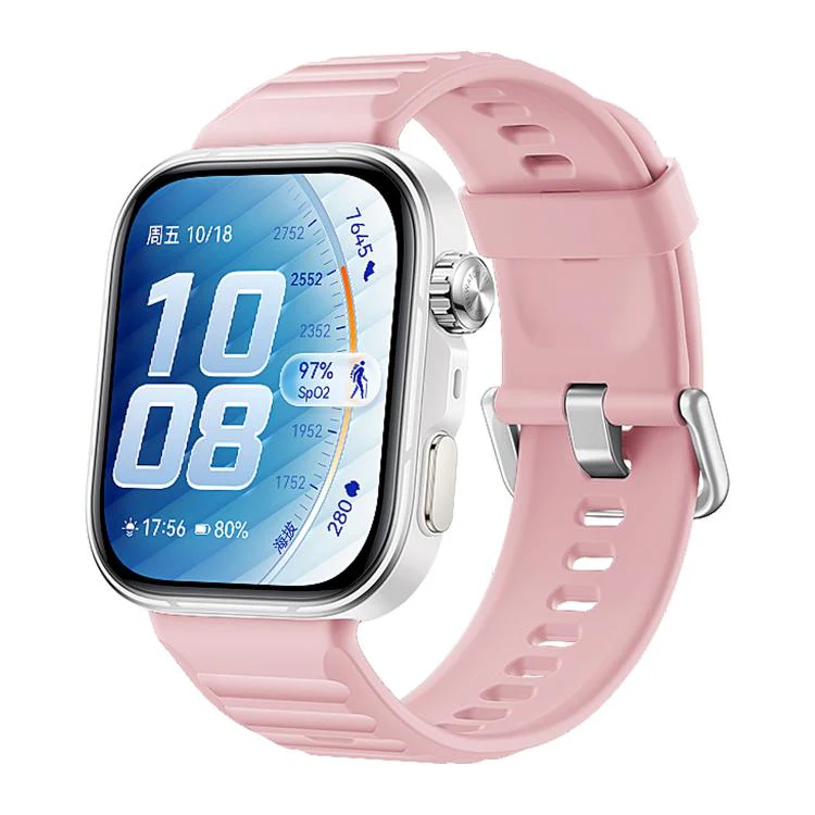 For Huawei Watch Fit 5 / Fit 5 Pro xDfind Sport Silicone Watch Band, Type:Silver Buckle(Pink)