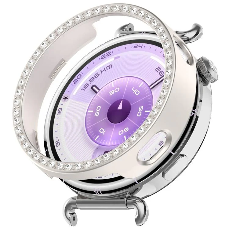 For Huawei Watch GT 6 41mm Single Row Diamond Half Coverage Hollow PC Watch Protective Cover(Frosted Starlight)