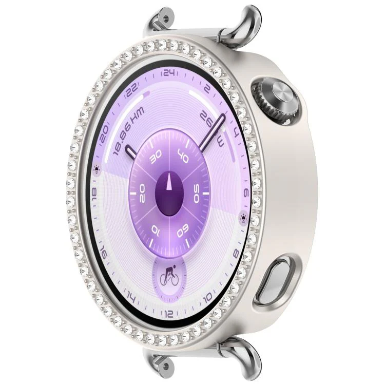 For Huawei Watch GT 6 41mm Single Row Diamond Half Coverage Hollow PC Watch Protective Cover(Frosted Starlight) - Image 2