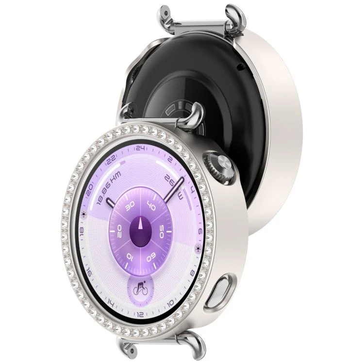 For Huawei Watch GT 6 41mm Single Row Diamond Half Coverage Hollow PC Watch Protective Cover(Frosted Starlight) - Image 6