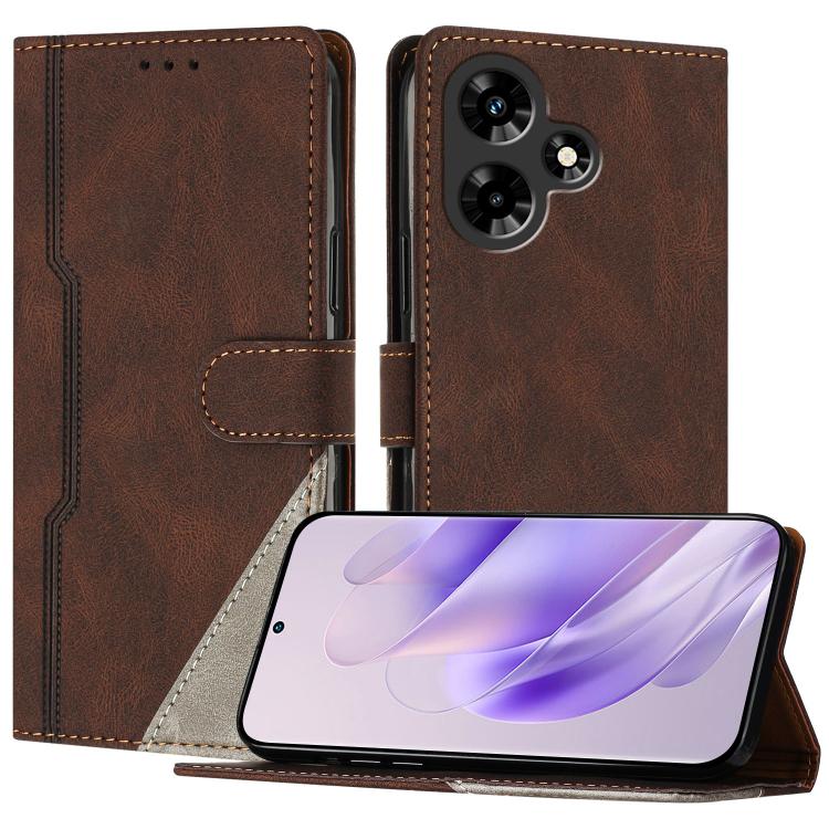 For Infinix Hot 30 4G Color Matching Buckle Clasp Vegan Leather Phone Case(Brown)