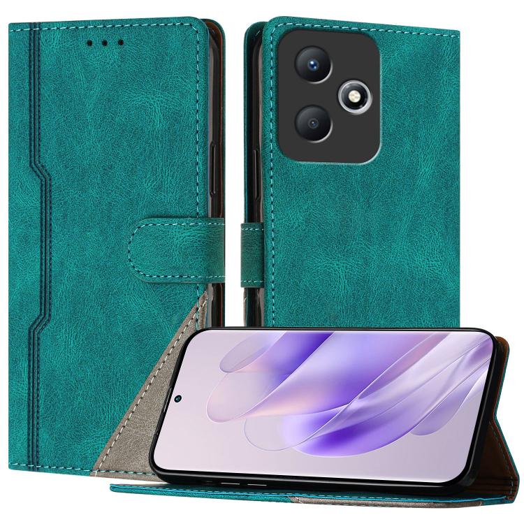 For Infinix Hot 30 Play NFC / 30 Play Color Matching Buckle Clasp Vegan Leather Phone Case(Green)