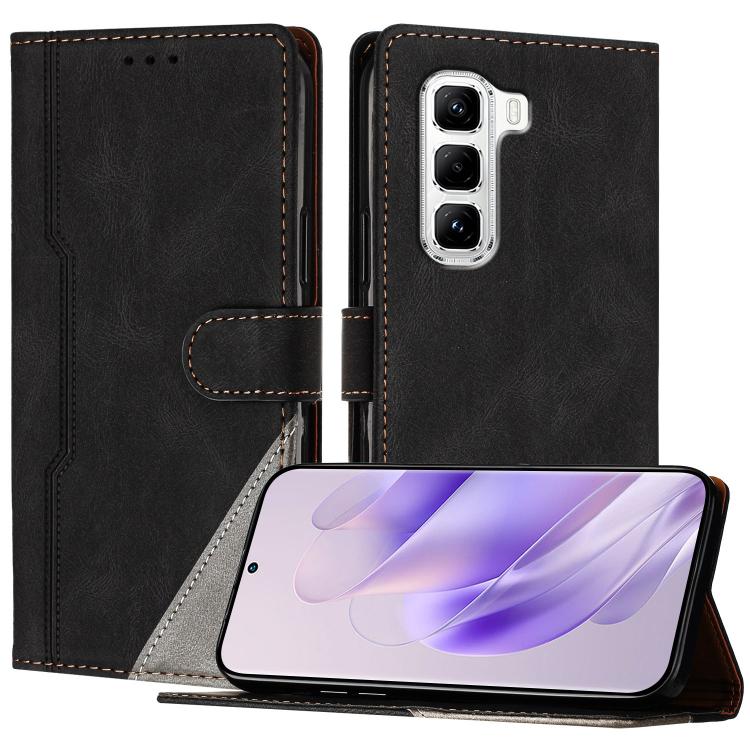 For Infinix Hot 50 Pro 4G Color Matching Buckle Clasp Vegan Leather Phone Case(Black)