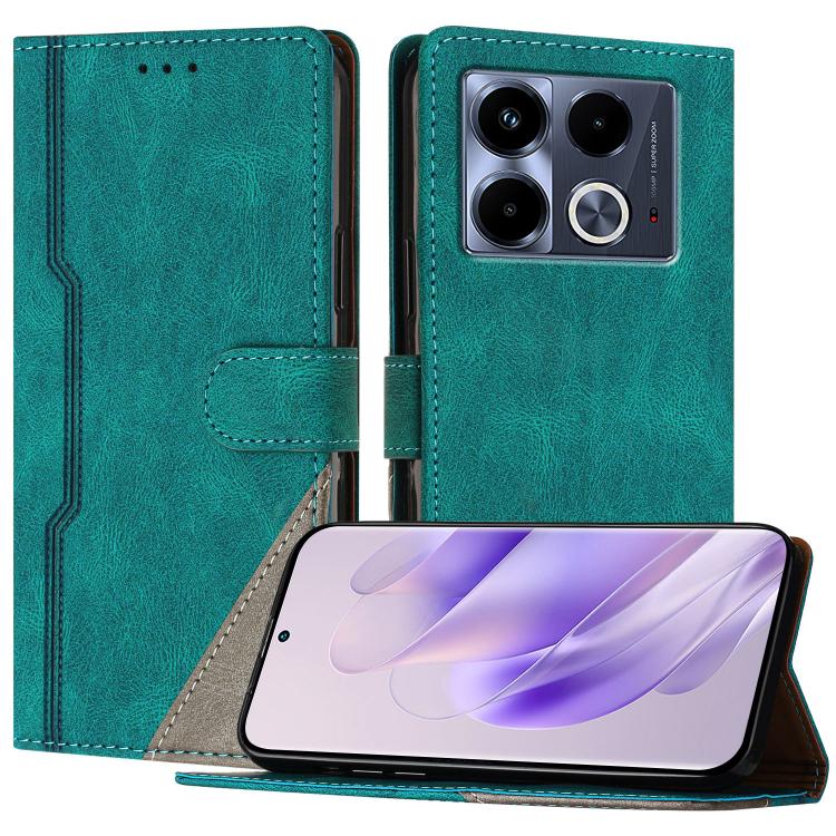 For Infinix Note 40 5G Color Matching Buckle Clasp Vegan Leather Phone Case(Green)