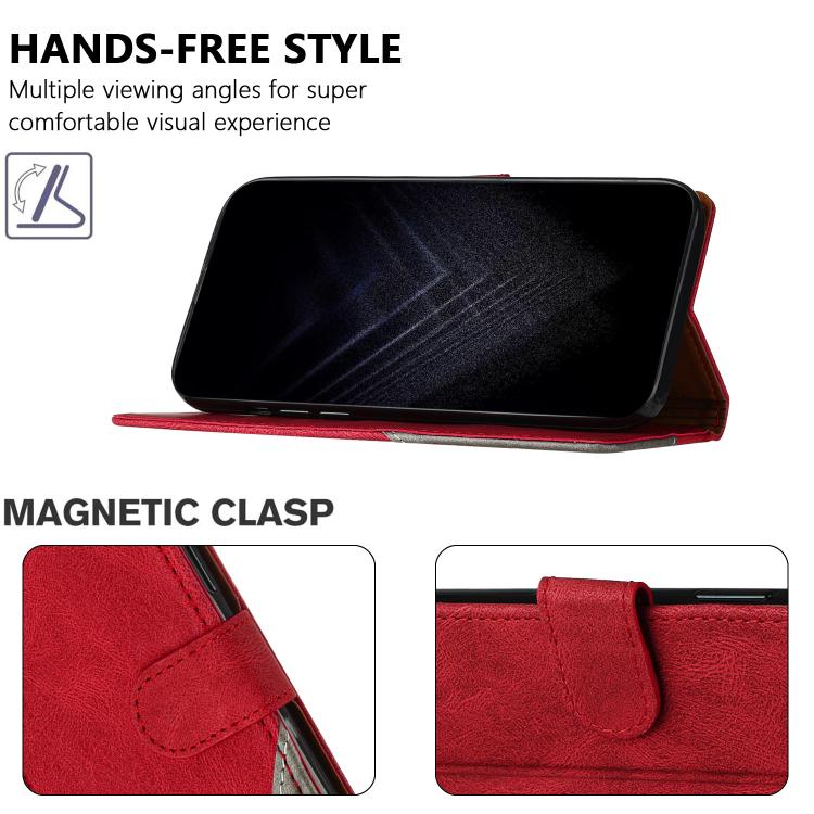 For Infinix Smart 8 Color Matching Buckle Clasp Vegan Leather Phone Case(Red) - Image 3