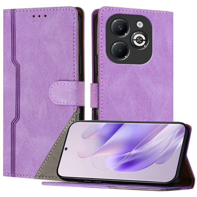 For Infinix Smart 8 Plus Color Matching Buckle Clasp Vegan Leather Phone Case(Purple)