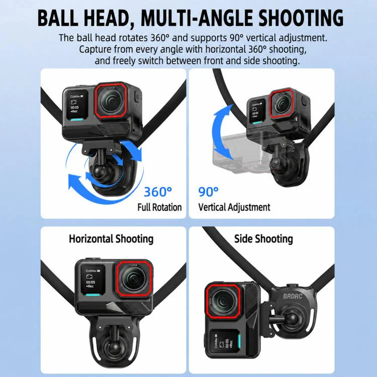 For Insta360  Ace Pro 1 / 2 BRDRC POV Perspective Shot Quick-Release Neck Brace - Image 10