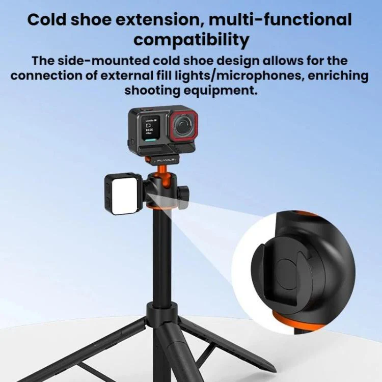 For Insta360 Ace Pro / 2 / X5 Flymile Quick-Release Selfie Extension Pole Tripod(Black) - Image 7