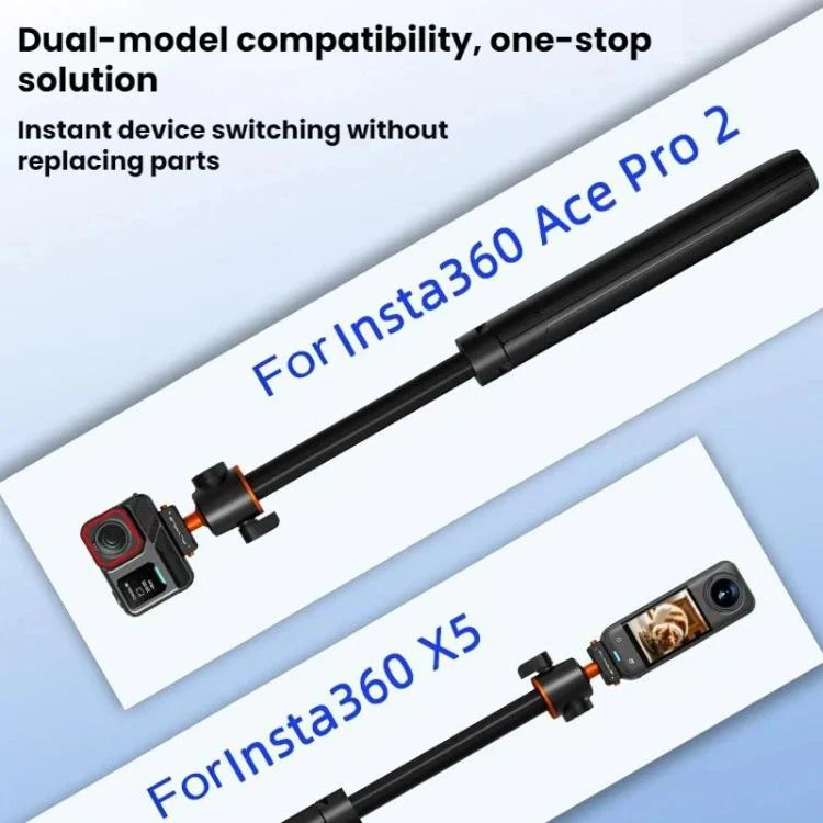 For Insta360 Ace Pro / 2 / X5 Flymile Quick-Release Selfie Extension Pole Tripod(Black) - Image 9
