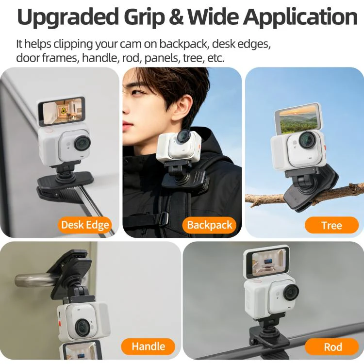 For Insta360 GO Ultra Sunnylife Magnetic Quick-Release Backpack Clip Action Camera Clamp Vertical-Horizontal Mount (Black) - Image 10
