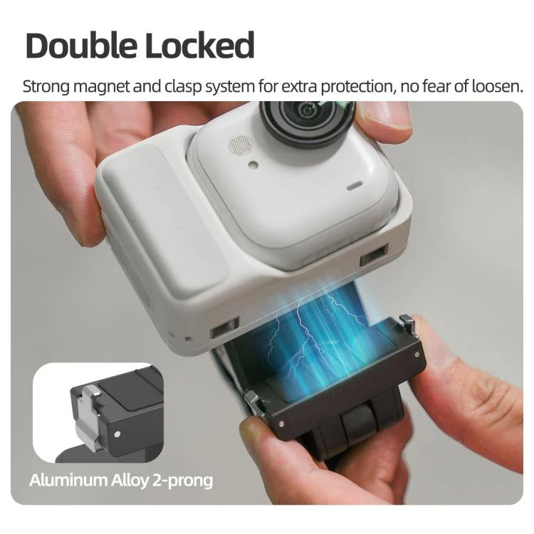 For Insta360 GO Ultra Sunnylife Magnetic Quick-Release Backpack Clip Action Camera Clamp Vertical-Horizontal Mount (Black) - Image 7
