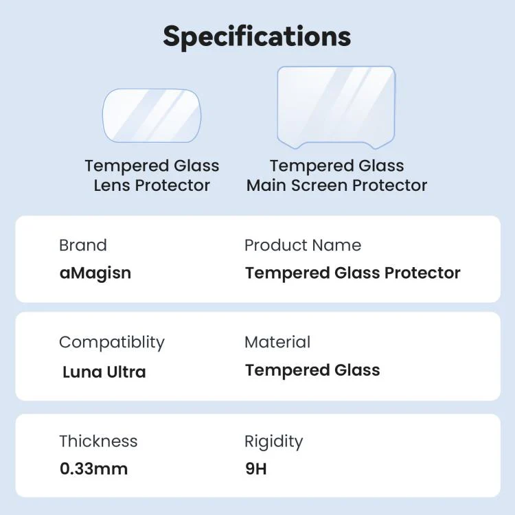 For Insta360 Luna Ultra aMagisn 9H Tempered Glass Screen Protector Screen & Lens Protective Film 2+2 Pack - Image 6
