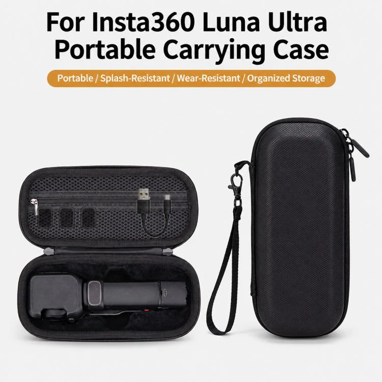 For Insta360 Luna Ultra Portable Carrying Case Hard EVA Travel Storage Bag with Carabiner(Grey) - Image 2