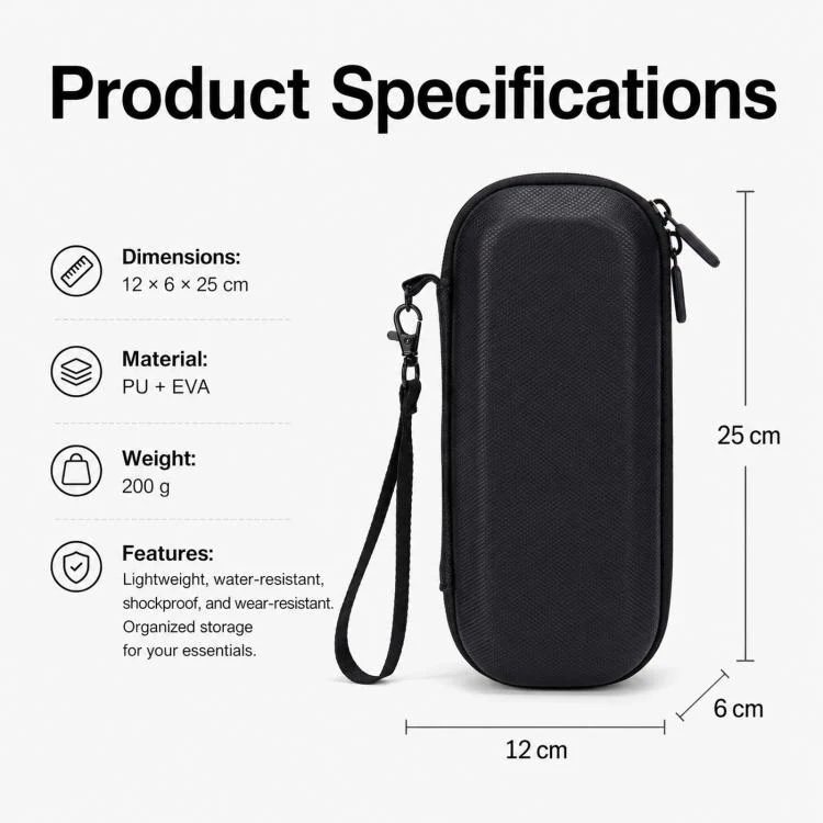 For Insta360 Luna Ultra Portable Carrying Case Hard EVA Travel Storage Bag with Carabiner(Grey) - Image 8