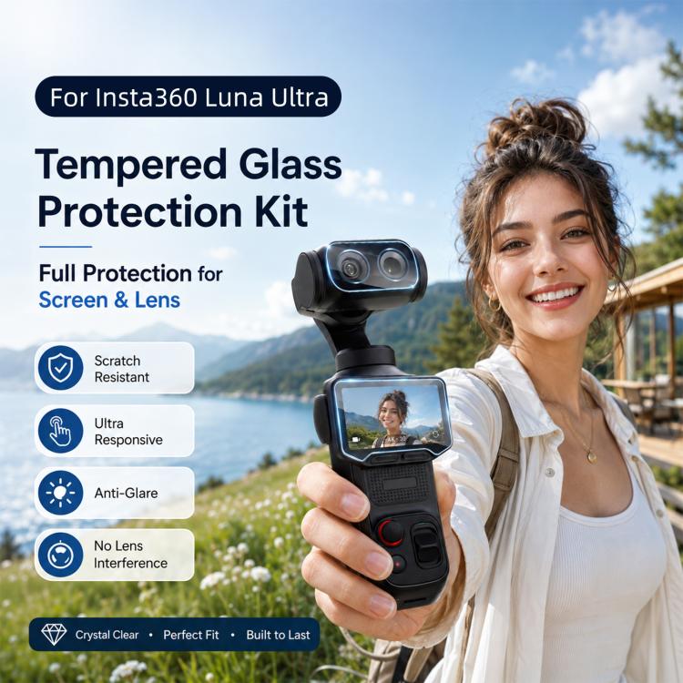 For Insta360 Luna Ultra PULUZ 9H HD Tempered Glass Screen Film + Lens Protector (Transparent) - Image 2
