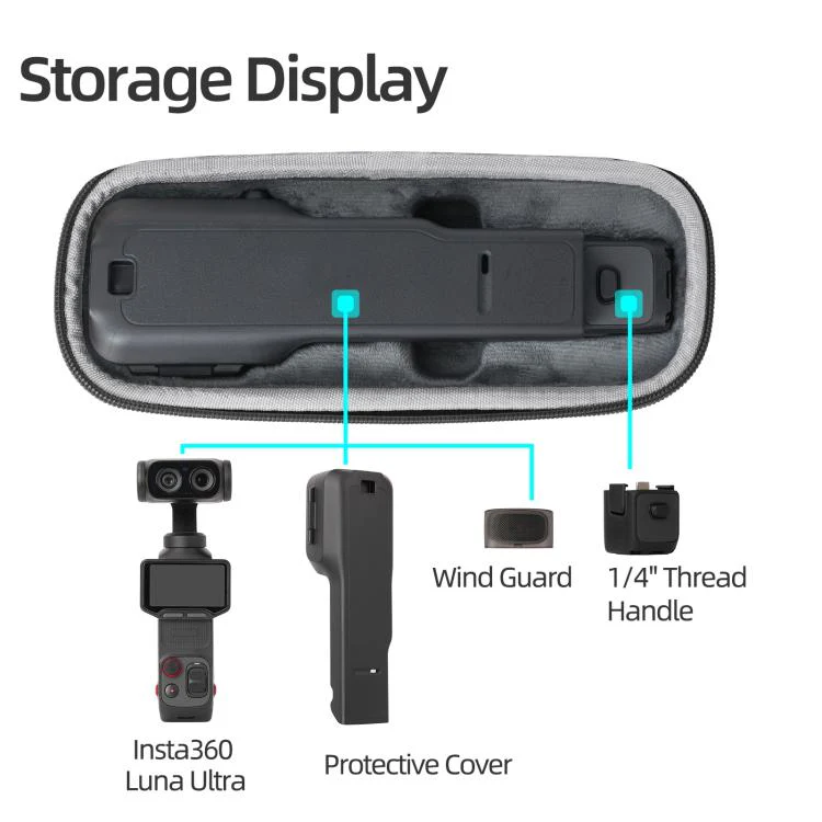 For Insta360 Luna Ultra Sunnylife Colorful Protective Organizer Standard Combo Bag(Cherry Pink) - Image 7