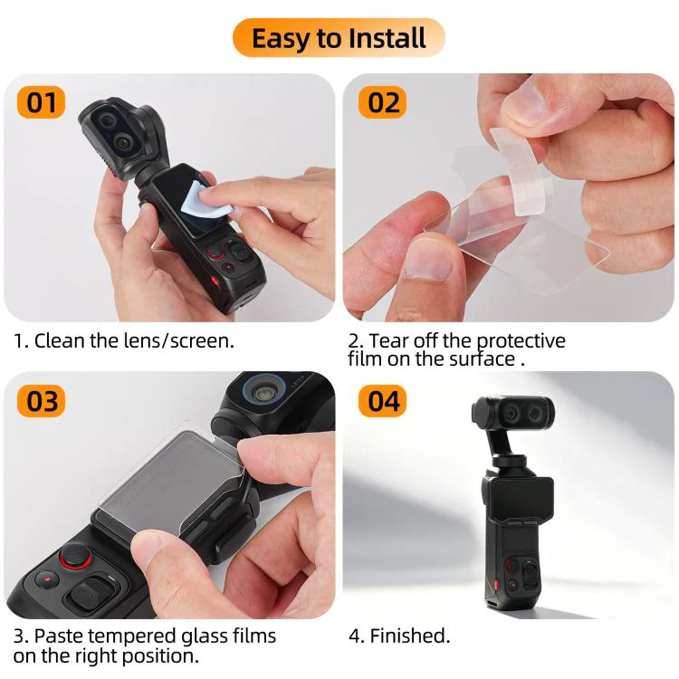 For Insta360 Luna Ultra Sunnylife Lens Screen Protector Tempered Glass Film(2 Sets) - Image 7