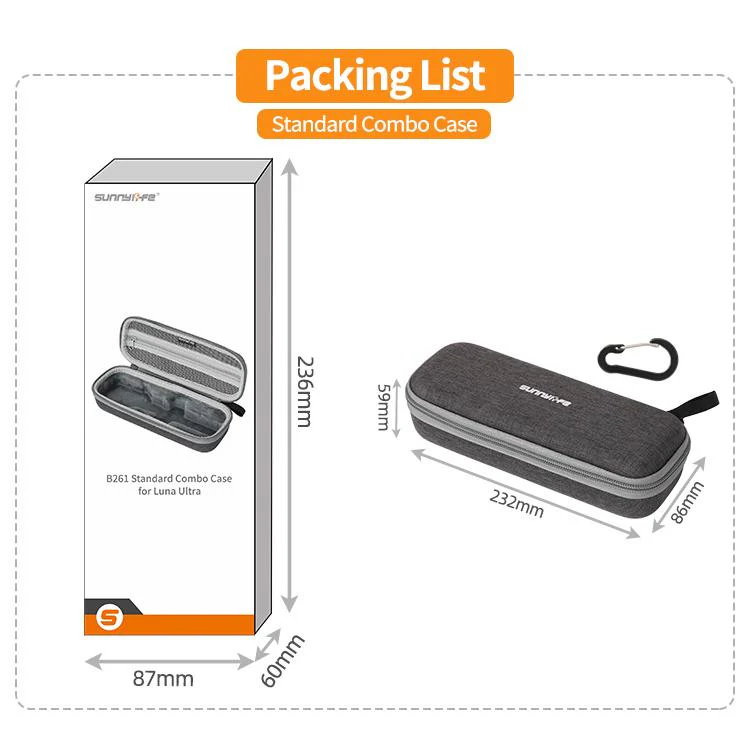 For Insta360 Luna Ultra Sunnylife Mini Carrying Case Handbag Standard Combo Bag (Dark Gray) - Image 9