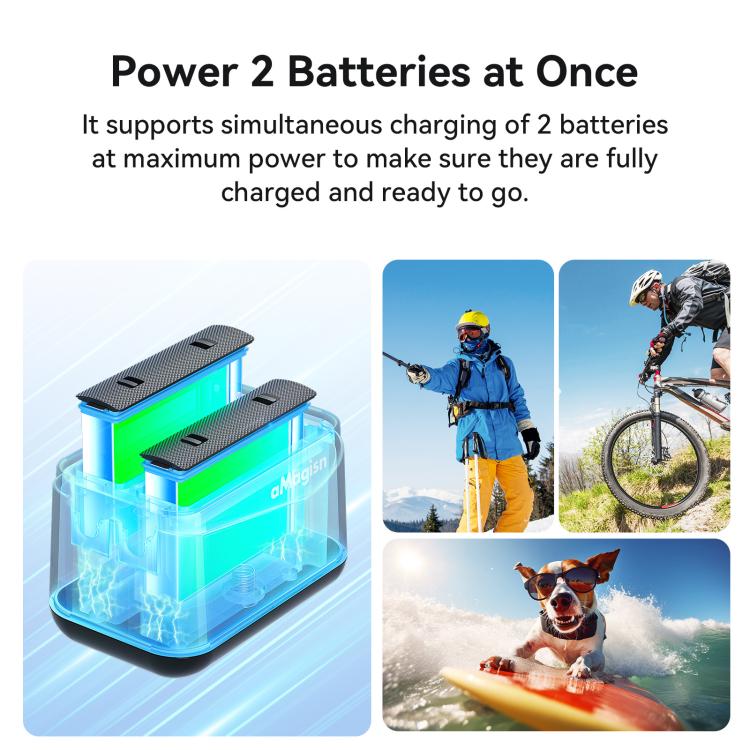 For Insta360 X4 Air AMagisn Dual Battery Charging Dock Rapid Fast Charger Station For 2 Batteries Simultaneously With LED Indicator(Black) - Image 3