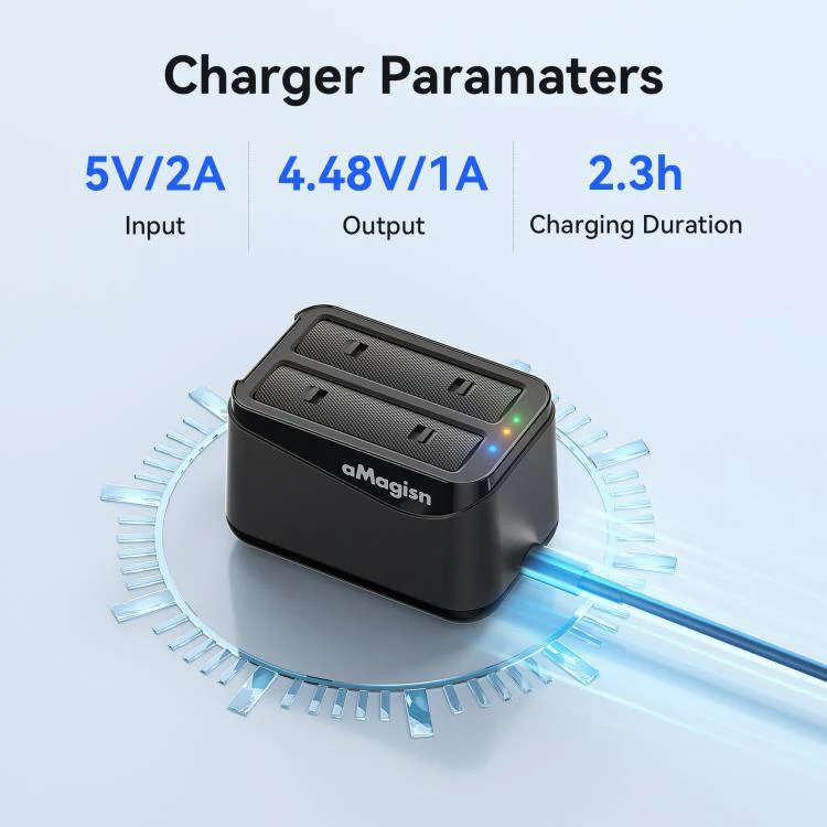 For Insta360 X4 Air AMagisn Dual Battery Charging Dock Rapid Fast Charger Station For 2 Batteries Simultaneously With LED Indicator(Black) - Image 5