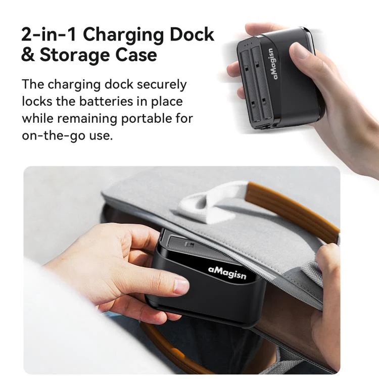 For Insta360 X4 Air AMagisn Dual Battery Charging Dock Rapid Fast Charger Station For 2 Batteries Simultaneously With LED Indicator(Black) - Image 6
