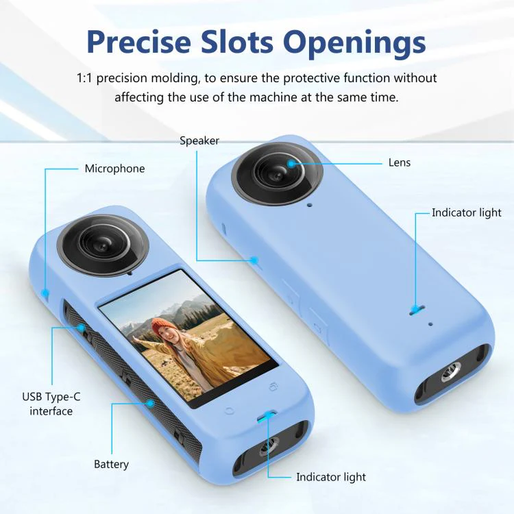 For Insta360 X4 PULUZ Full Body Dust-proof Silicone Protective Case (Blue) - Image 4