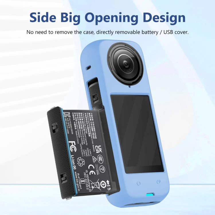 For Insta360 X4 PULUZ Full Body Dust-proof Silicone Protective Case (Blue) - Image 7