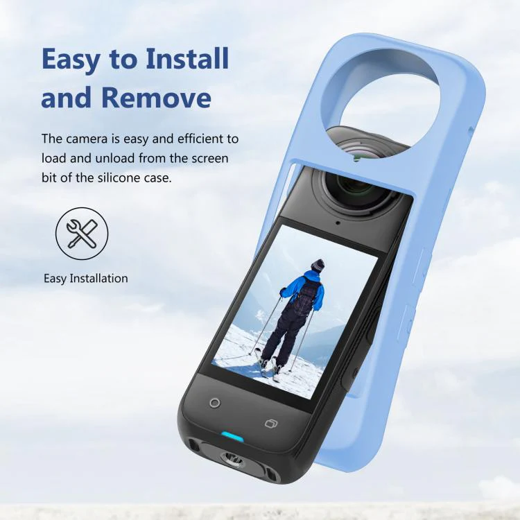 For Insta360 X4 PULUZ Full Body Dust-proof Silicone Protective Case (Blue) - Image 9
