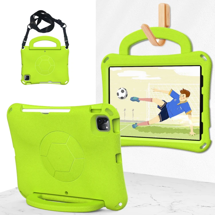For iPad Air 11 2026 / 2025 / 2024 Handle Football Shaped EVA Shockproof Tablet Case(Grass Green)