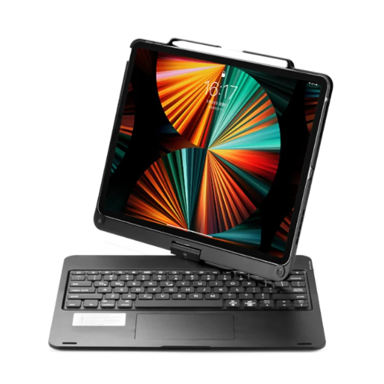 For iPad Pro 12.9 Inch 2022/2021/2020/2018 Tablet Bluetooth Touch Keyboard With Backlight 360 Degree Rotation(Black) - Image 4