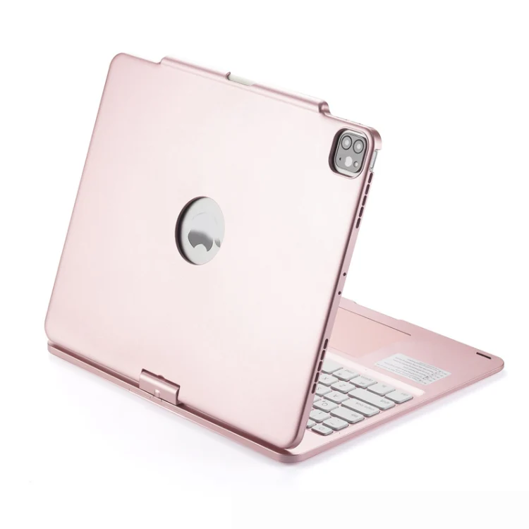 For iPad Pro 12.9 Inch 2022/2021/2020/2018 Tablet Bluetooth Touch Keyboard With Backlight 360 Degree Rotation(Rose Gold) - Image 6