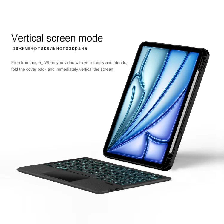 For iPad Pro 13 2024 Intelligent Detachable Touch Bluetooth Keyboard Leather Tablet Case with Backlight/Pen Slot(Black) - Image 5