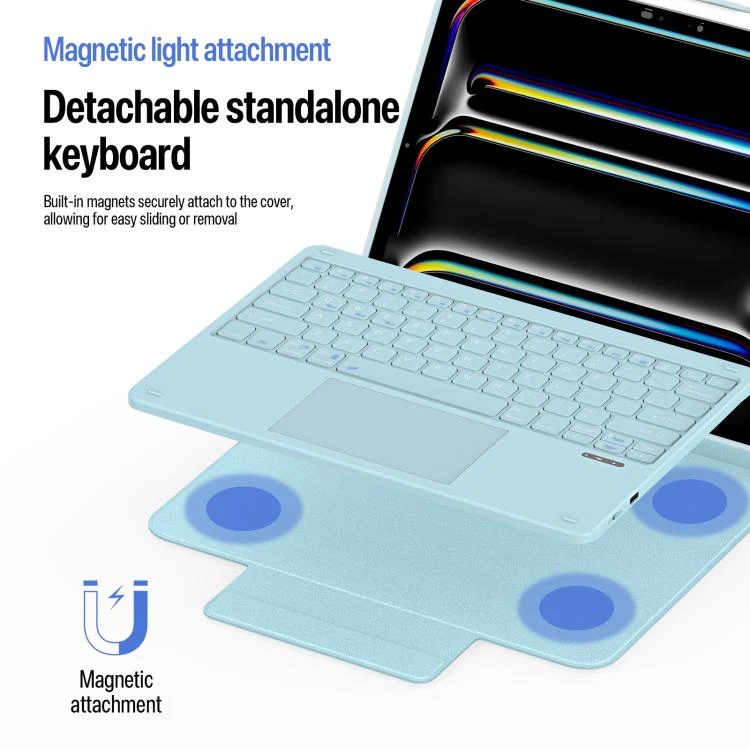 For iPad Pro 13 2025 / 2024 DUX DUCIS YK Series Magnetic Wireless Keyboard Vegan Leather Tablet Case(Blue) - Image 4