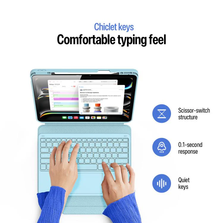 For iPad Pro 13 2025 / 2024 DUX DUCIS YK Series Magnetic Wireless Keyboard Vegan Leather Tablet Case(Blue) - Image 5