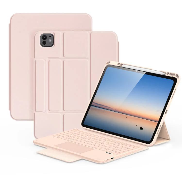 For iPad Pro 13 2025 / 2024 DUX DUCIS YK Series Magnetic Wireless Keyboard Vegan Leather Tablet Case(Pink)