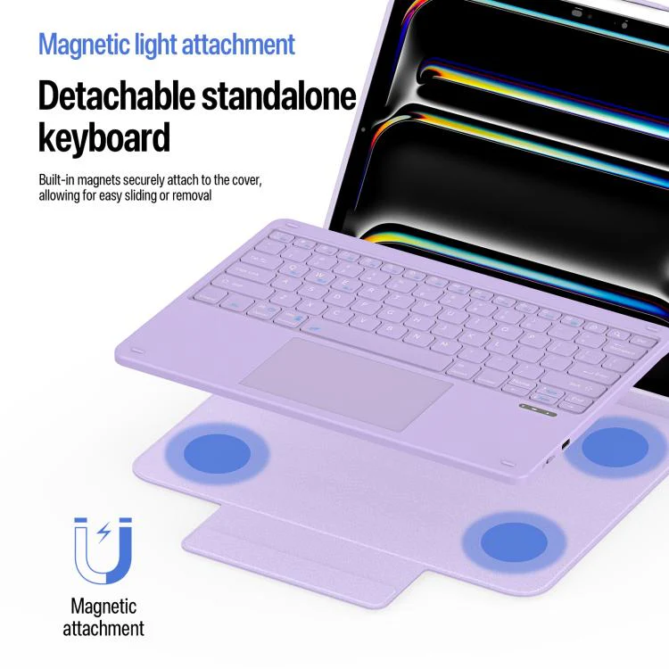 For iPad Pro 13 2025 / 2024 DUX DUCIS YK Series Magnetic Wireless Keyboard Vegan Leather Tablet Case(Purple) - Image 4