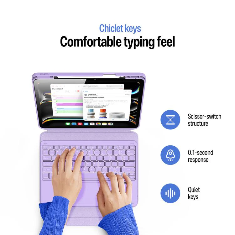 For iPad Pro 13 2025 / 2024 DUX DUCIS YK Series Magnetic Wireless Keyboard Vegan Leather Tablet Case(Purple) - Image 5