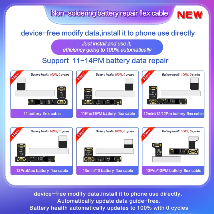 For iPhone 12 Pro Max I2C External Battery Repair Cable - Image 2