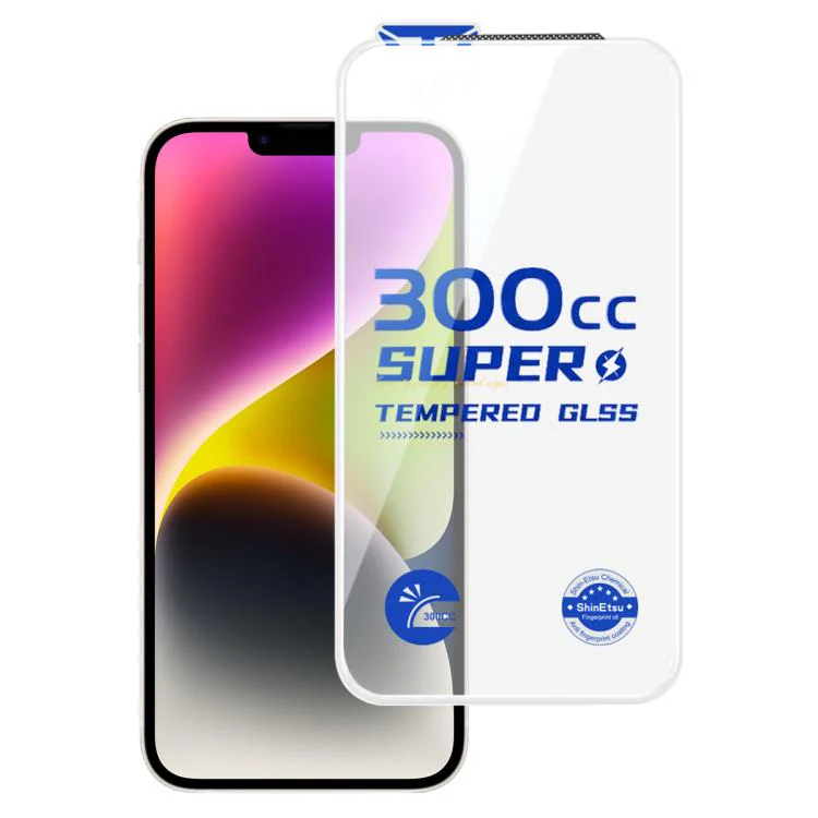For iPhone 14 300CC Large Arc Antistatic Corning Gorilla HD Tempered Glass Film, No Retail Package