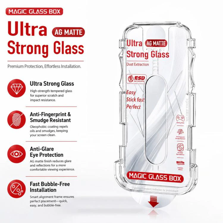For iPhone 16 10pcs Easy Install Dust-proof Box Frosted Tempered Glass Film with Lens Film - Image 4