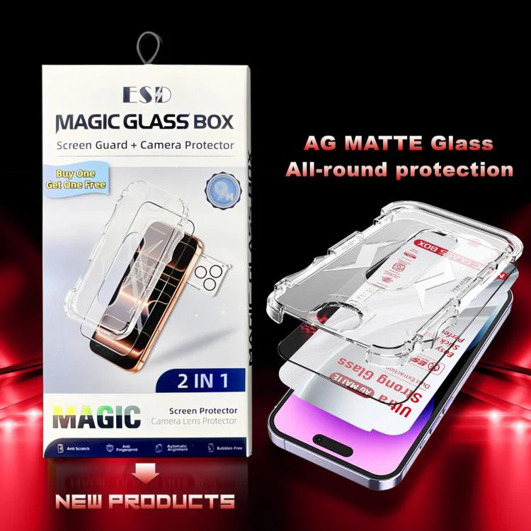 For iPhone 16 10pcs Easy Install Dust-proof Box Frosted Tempered Glass Film with Lens Film - Image 5