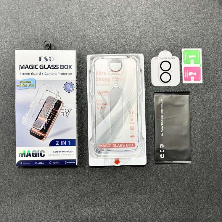 For iPhone 16 10pcs Easy Install Dust-proof Box Frosted Tempered Glass Film with Lens Film - Image 6