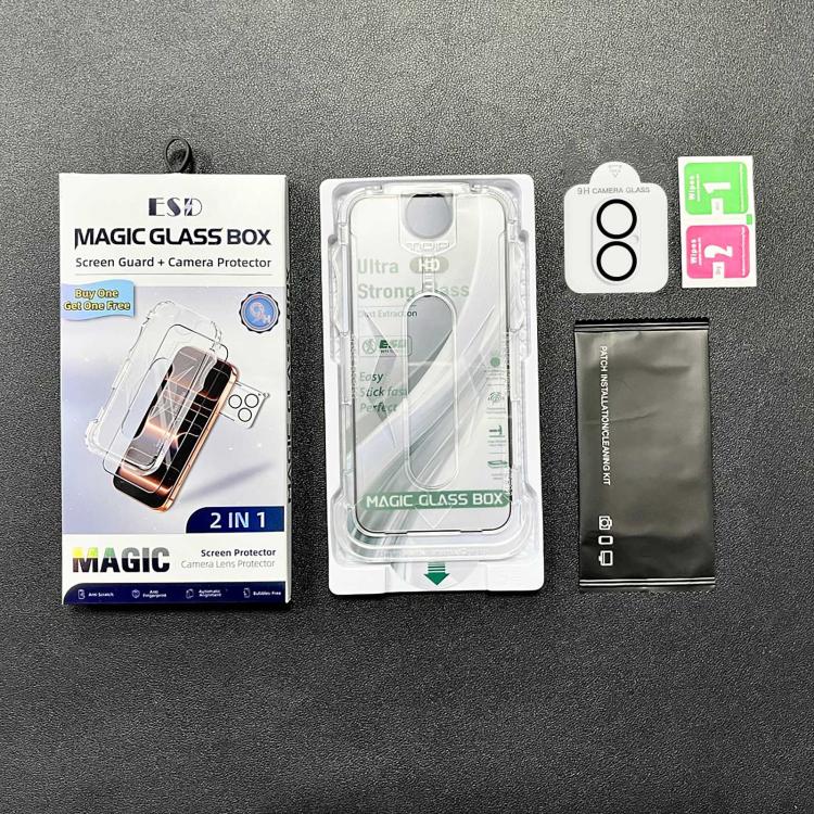 For iPhone 16 10pcs USG Easy Install Dust-proof Box HD Edge-to-Edge Tempered Glass Film with Lens Film - Image 3