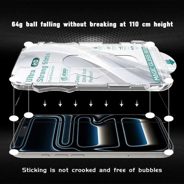 For iPhone 16 10pcs USG Easy Install Dust-proof Box HD Edge-to-Edge Tempered Glass Film with Lens Film - Image 7