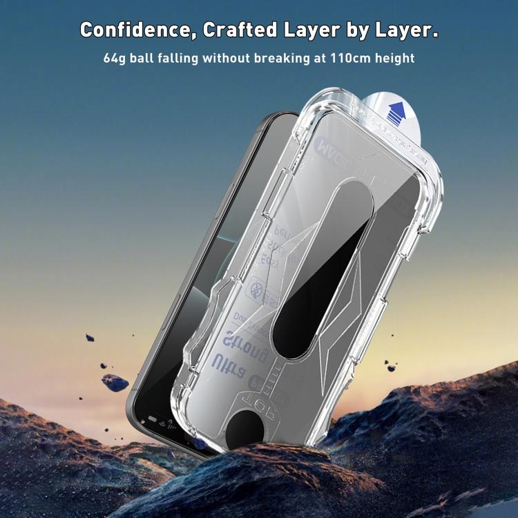 For iPhone 16 10pcs USG Easy Install Dust-proof Box Privacy Edge-to-Edge Tempered Glass Film with Lens Film - Image 5