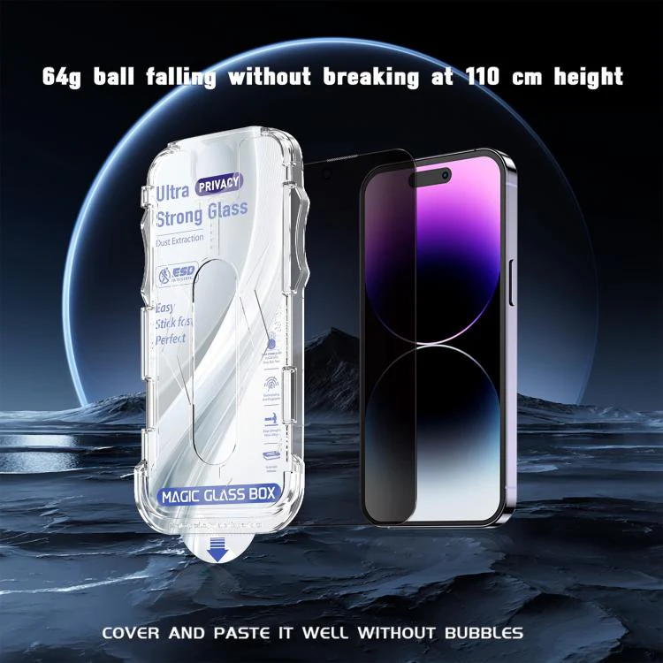 For iPhone 16 / 15 10pcs USG Easy Install Dust-proof Box Privacy Edge-to-Edge Tempered Glass Film - Image 7