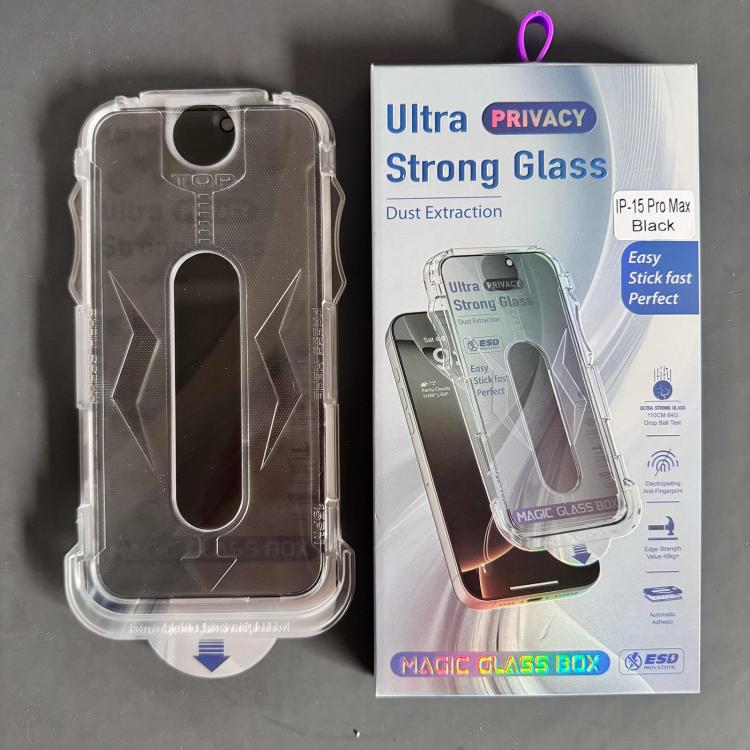For iPhone 16 / 15 10pcs USG Easy Install Dust-proof Box Privacy Edge-to-Edge Tempered Glass Film - Image 8