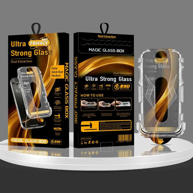 For iPhone 16 / 15 5pcs Easy Install Dust-proof Box 360 Privacy Tempered Glass Film - Image 6